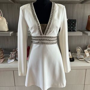 Marciano White Mini Dress with Silver Detailing